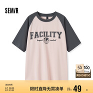森馬短袖T恤女中長款寬松插肩袖夏季字母套頭衫復古107424100007