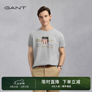 GANT/甘特【100%棉】男女情侶款學(xué)院風(fēng)美式休閑圓領(lǐng)短袖重磅T恤 93煙灰色 L