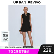 UR七夕2025夏季新款女裝高智感氣質(zhì)飄帶無(wú)袖連衣裙UWG750081 黑色 (裙長(cháng)偏短) L