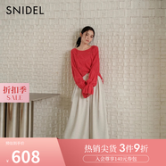 SNIDEL秋冬圓領(lǐng)甜美鏤空系帶針織衫毛衣SWNT245302紅色本命年 紅色 均碼 （F）