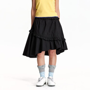 江南先生NewJNXS柔然親膚休閑高腰A字裙不對稱(chēng)裙擺日韓垂感半身裙 黑色 均碼