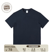 NOTHOMME日系潮牌夏季男款簡(jiǎn)約純色圓領(lǐng)T恤情侶裝寬松打底衫 藏青色280g升級 寬松版 M (170)