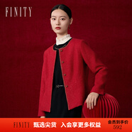菲妮迪（FINITY）年服短外套春秋裝新款簡約風(fēng)時尚紅色小香風(fēng)短款上衣女 紅色 S