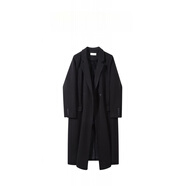 園翌正肩大衣女秋冬外套感黑色小個(gè)子加厚加絨虞書(shū)欣圍巾毛呢外套 黑色 加絨 加厚 XS