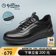 金利來（Goldlion）男鞋商務(wù)休閑鞋時尚舒適柔軟松緊帶牛皮鞋G539410008AAA帶膽44