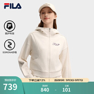 FILA 斐樂官方短款外套女秋季新款時尚刺繡開衫衛(wèi)衣夾克上衣 奶酪花灰-LM L