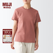 無(wú)印良品（MUJI） 女式 雙羅紋編織 T恤 休閑百搭 短袖女夏季薄荷曼波風(fēng) 煙熏粉色 3S XS