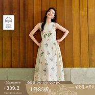 茵曼植物碎花女裝無袖連衣裙浪漫度假風(fēng)寬松2025夏季新品花苞長裙子 杏色 S