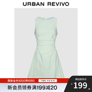 UR2025春季新款女摩登氣質(zhì)褶皺收腰顯瘦無袖連衣裙UYY750030 淺薄綠 M