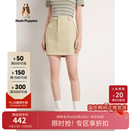暇步士（Hush Puppies）女裝半身裙新夏季卡其色高腰直筒牛仔短裙 194蜂蜜色 26