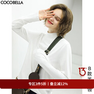 COCOBELLA細膩baby觸感肌底衣長(cháng)袖T恤女25秋白色休閑打底衫TE909 B款半高領(lǐng) S