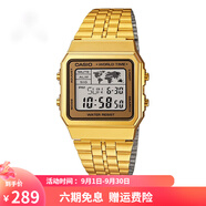 卡西歐（CASIO）手表 經(jīng)典方塊小金表時尚ins復(fù)古男表女表情侶表夜光電子表 A500WGA-9D 34mm表盤男款