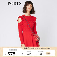 PORTS寶姿女裝連衣裙 春夏新品女裝甜美荷葉邊裝飾連衣裙SA9K260JKW002 紅色 XL