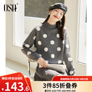 歐莎（OSA）半高領(lǐng)波點(diǎn)毛衣2025年新款女秋冬復(fù)古慵懶松弛感套頭毛衣 深花灰色 XL