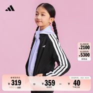 adidas男女大童休閑舒適長(cháng)袖套裝兒童秋季新款阿迪達斯官方輕運動(dòng) 黑色/白色   152