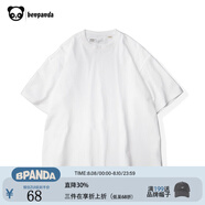熊貓·本（ben.panda）純色短袖t恤男寬松圓領(lǐng)潮體恤衫夏純棉情侶半袖打底衫衣多穿 白色 XL