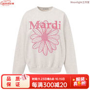 MARDI【趙露思同款】韓國潮牌小雛菊刺繡圓領(lǐng)寬松衛衣ins洋氣韓版 女款 白灰色-粉花刺繡 均碼