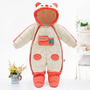 喜雅萌嬰兒連體羽絨服包腳嬰兒冬季加厚天鵝絨緊身衣新生兒羽絨連衣褲男 米奇橘色[羽絨服] 均碼 中號(hào)8-12個(gè)月身高70-80cm8-12個(gè)