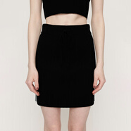 moussy&sly早秋新品歐美風(fēng)側邊拼色針織包臀裙半身裙030GAZ71-3930 黑色020 均碼