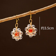 魚(yú)澤天然白水晶水晶原石耳環(huán)女耳飾品閃光耳夾手工繞線(xiàn)輕奢高級感耳墜 款式一(兩支一對)