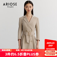 艾諾絲雅詩春秋新款學(xué)院風(fēng)西裝式連衣裙收腰百褶短裙女10229025 燕麥灰 S