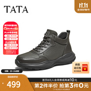 他她（TATA）2025冬舒適百搭休閑男鞋新款QHF01DD5 灰色（絨里） 39