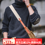 馬登工裝 秋冬季高領(lǐng)針織衫馬海毛舒適保暖毛衣男士套頭打底衫男新款 炭黑色 M