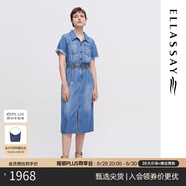 歌力思（ELLASSAY）ELLASSAY歌力思2023早春新品開叉襯衫式牛仔連衣裙女EWW341N03300 深牛仔藍 M