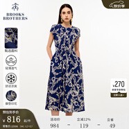 布克兄弟（BrooksBrothers）女士春夏摩登印花輕盈薄款連衣裙 4004-藏青色 XS 2