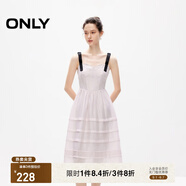 ONLY夏季甜美時尚蝴蝶結吊帶蛋糕裙連衣裙女|124207053 A34 淡雪紫色 M (165) 84A