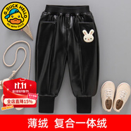 G.DUCKKIDS女童褲子秋冬季兒童皮褲三層加絨夾棉一條過(guò)冬加厚靴褲寶寶保暖褲 一體絨復合 120碼建議身高110-120cm6-7歲