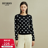 深呼吸DEEP BREATH女裝圓領(lǐng)提花波點羊毛針織衫毛衣A300659 黑 S (2碼)