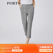 PORTS女裝小腳口長褲LM8P081MFQ075 霧霾藍格紋 S (4)