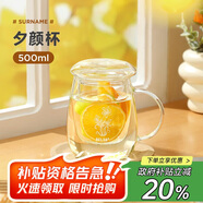 物生物（RELEA）茶杯女士茶水分離杯玻璃杯辦公泡茶杯子耐高溫花茶杯中秋節(jié)禮物