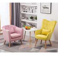 阿拉蕾 阳台桌椅欧式三件套 现代简约茶几休闲椅组合 创意卧室客厅桌椅 围椅粉+单椅黄+茶几（丝绒款组合三件套）