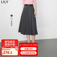 LILY秋新款女裝優(yōu)雅通勤高腰半身裙小個(gè)子a字裙高腰顯瘦遮胯 501灰色 M