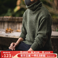 馬登工裝 美式復古純色保暖高領針織衫馬海毛毛衣秋季個性打底衫男 綠色 M