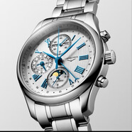 【二手99新單表】浪琴 名匠系列 四針月相 自動(dòng)機械機芯 日期顯示 浪琴男表 42mm銀盤(pán)精鋼殼表帶L2.773.4.71.6 單表