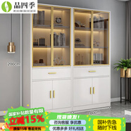 品四季2025新款書(shū)柜輕奢玻璃門(mén)家用靠墻落地組合書(shū)架收納儲物柜展示柜辦 80+80兩門(mén)白色柜體+白門(mén) 包安裝[全實(shí)木]