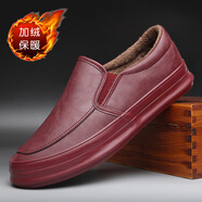 七匹狼（SEPTWOLVES）【央媽推薦】男鞋春夏新款潮鞋英倫厚底休閑 酒紅色冬季加絨 38