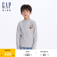 Gap【大小童同款】男童半高領(lǐng)646048打底衫兒童上衣 灰色 110cm(4-5歲) 亞洲尺碼