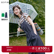 詩凡黎（'SEIFINI）【明星同款】薄荷丹寧詩凡黎牛仔連體褲2024夏甜酷無袖背帶長褲女 牛仔藍連體褲 S