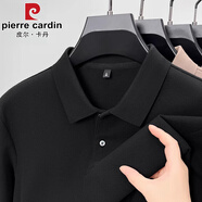 皮爾卡丹（pierre cardin）POLO衫男長袖春秋季新款商務(wù)休閑純色t恤男士中年純棉T恤衫 931173黑色 長袖polo M 48 建議100-120斤