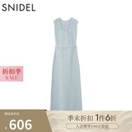 SNIDEL2025春夏新品簡(jiǎn)約毛邊圓領(lǐng)無(wú)袖后開(kāi)叉針織連衣裙SWNO251097 淺藍色 S (0)