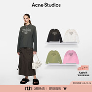 ACNE STUDIOS 男女同款 做舊1996印花寬松落肩長(cháng)袖T恤上衣CL0197 淡黑色 XS -女 / XXS-男