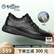金利來（Goldlion）男鞋男士沖孔涼鞋透氣舒適耐磨休閑皮鞋G506230114AAD黑色38碼