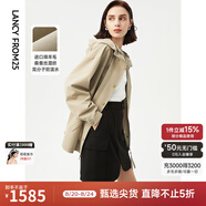 朗姿【尖貨補單】可拆連帽卡其色羊毛風(fēng)衣大衣女新款法式工裝風(fēng)外套 卡其綠色2 S 155/76A