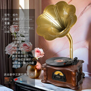 復古喇叭擺件覆古留聲機桌面臺式喇叭牙音箱創(chuàng  )意禮品擺件黑膠 LS5棕色42cm喇叭