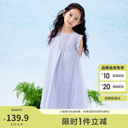 巴拉巴拉女童無袖連衣裙2024夏季網(wǎng)紗拼接甜美全棉蕾絲裙子潮208224111037
