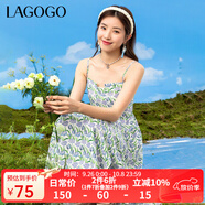 LAGOGO氣質(zhì)吊帶連衣裙女拉谷谷春季新款清新收腰溫柔度假碎花裙子 混色（Y0） M 160/38